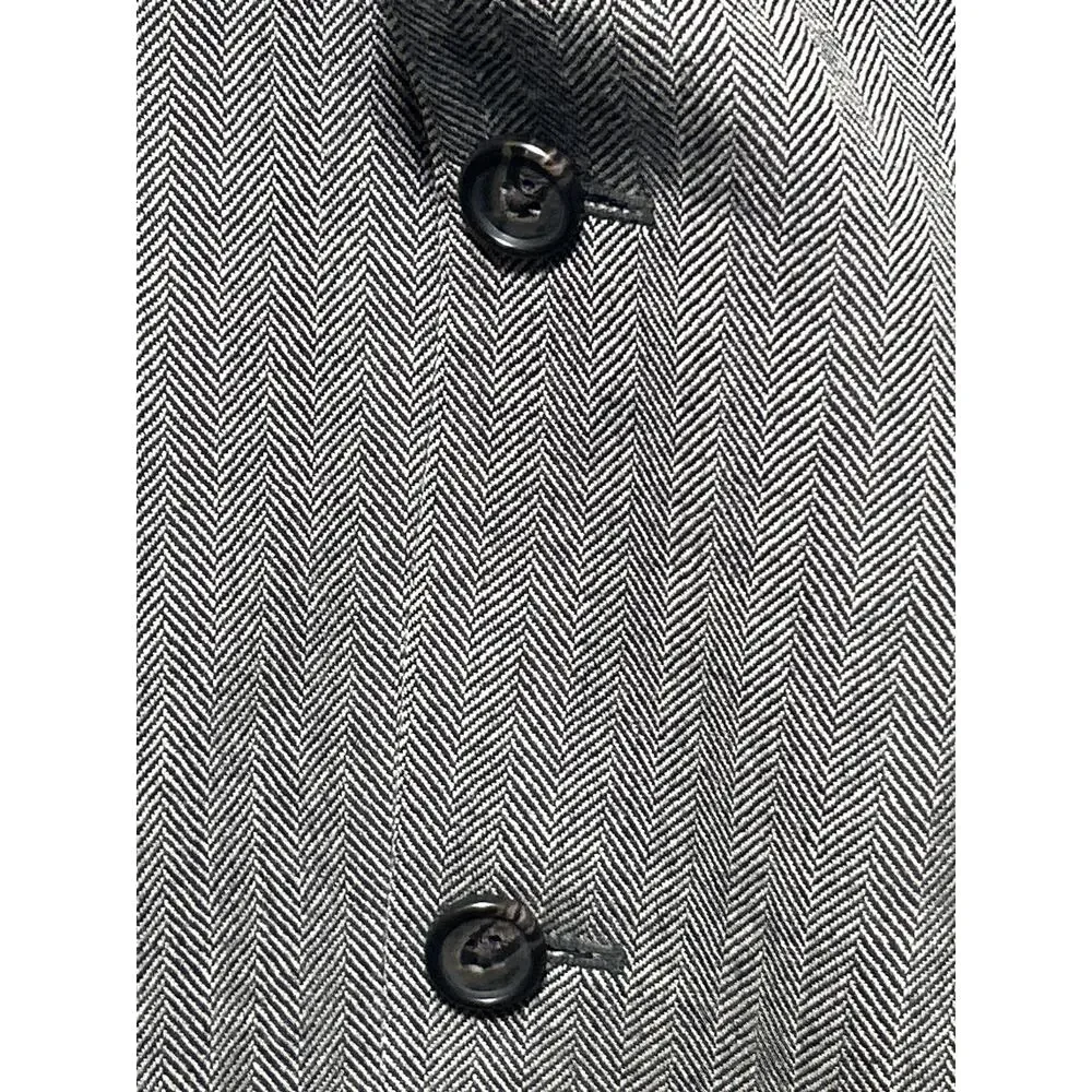 Ralph Lauren LRL Sport Coat 39L 100% Wool Gray Herringbone Suit Blazer Professor
